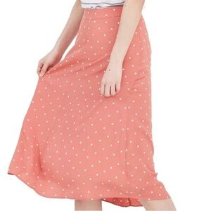 Madewell Coral Polka Dot A-Line Skirt